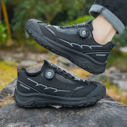 Men's Lightweight Casual Shoes Outdoor Running Shoes in Black Grey Khaki Sizes 39-48 PU Material with Canvas