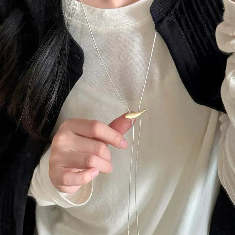 Fashion Metal Long Pull Necklaces for Women Luxury Elegant Silver Color Matte Snake Bone Chain Necklace Jewelry Accessories Gift