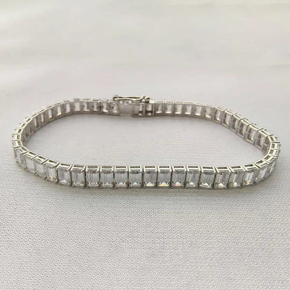 0.4/1carat Emerald Cut full Moissanite Tennis Bracelet With Certificates 925 Sterling Silver plated 18k Gold Bracelets For Women