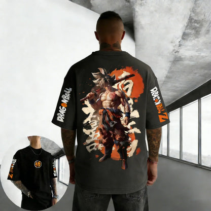 Oversized Cotton T-shirt Summer New Goku Printed Neutral Street Hip Hop Loose Casual Short Sleeve Top