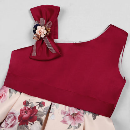 Off-the-Shoulder Dress European and American Princess Dress Girls' Printed Formal Dress Children's Hostess Dress