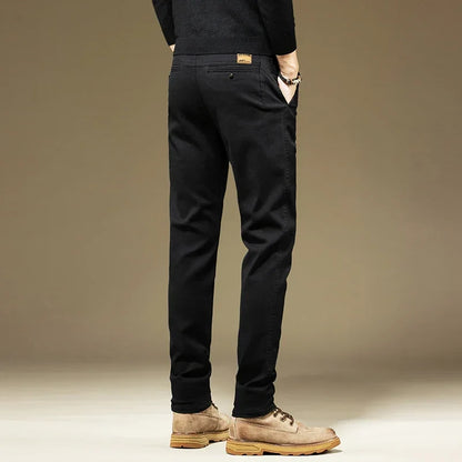 Men's Pants Casual Cotton Solid Color Spring Autumn Straight Business Work Pants High Quality Fashion Black Grey Trousers