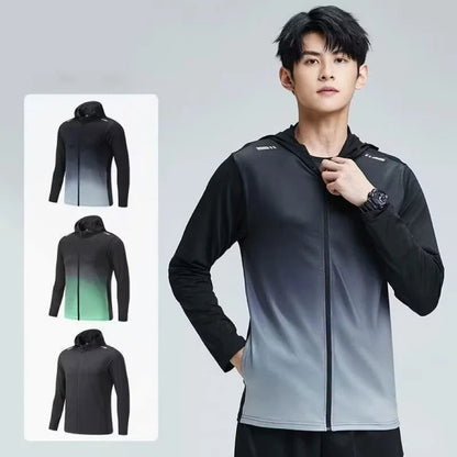 Quick Dry Men's Cycling Jacket Sports Running Outdoor Fitness Hooded Waterproof Motorcyclist Coat Gym Outdoor Skin Windbreaker