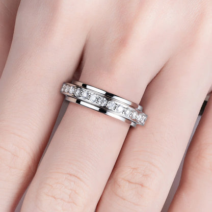 Moissanite Spinner Eternity Band Rings 14k Gold Plated Fidget Spinners Wedding Band Ring Unzip Jewelry Gifts Wholesale