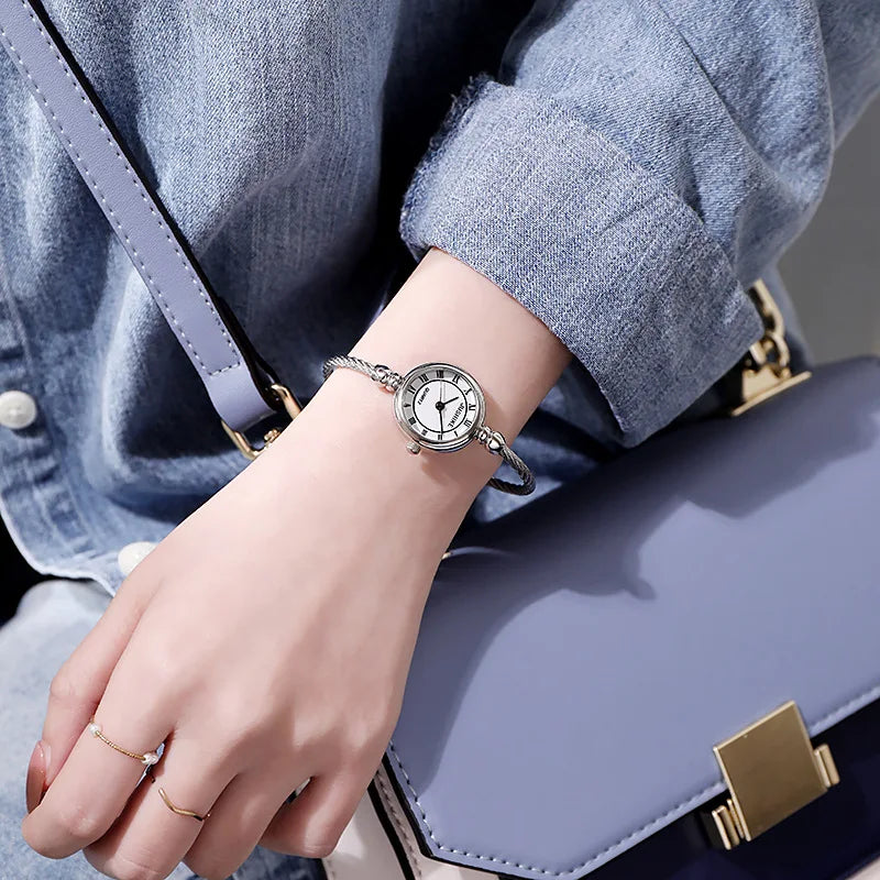 Women Watches Small Gold Bangle Bracelet Watch Stainless Steel Retro Ladies Quartz Wristwatch Clock Fashion Dress Watch