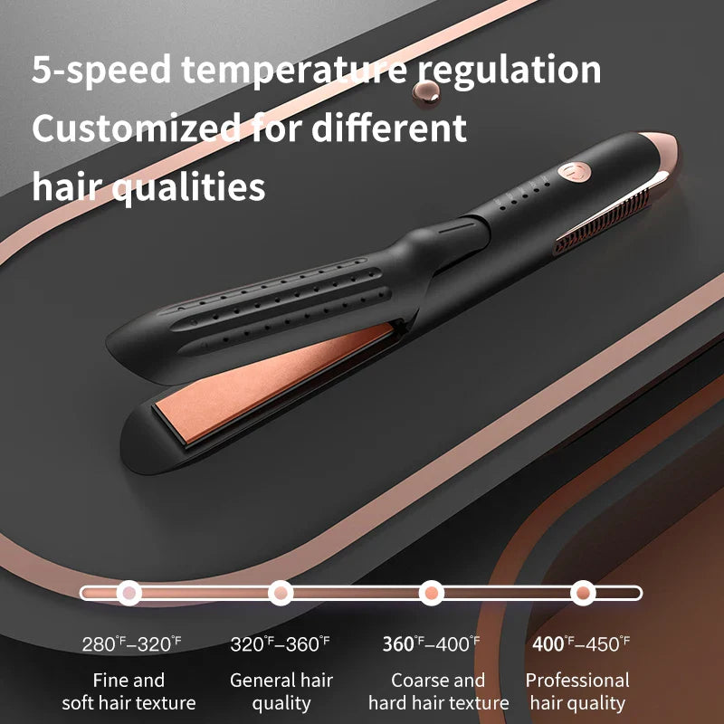 Professional 2-in-1 Hair Styler Curling Wand Straightener Negative lon Ceramic Plates Adjustable Temperature Salon Home