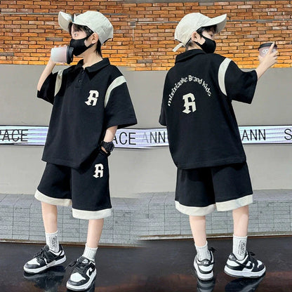 Teenagers Summer Boys Clothing Sets New Letter Fashion T-Shirt + Shorts 2Pcs Boys Suits Birthday Gift 5-14 Years Kids Clothes