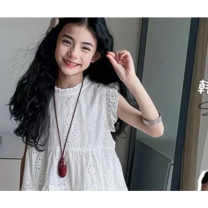 Baby Girl Spring and Summer New Style Fashion and Beautiful Solid Color Kids Comfortable Outerwear Long Dress