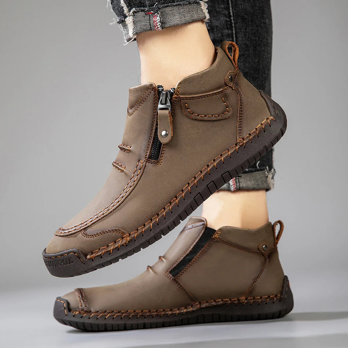 New Autumn Handmade Leather Men Boots Outdoor Design Sneakers Man Breathable Casual Leather Shoes Men Ankle Boots Fall Plus Size