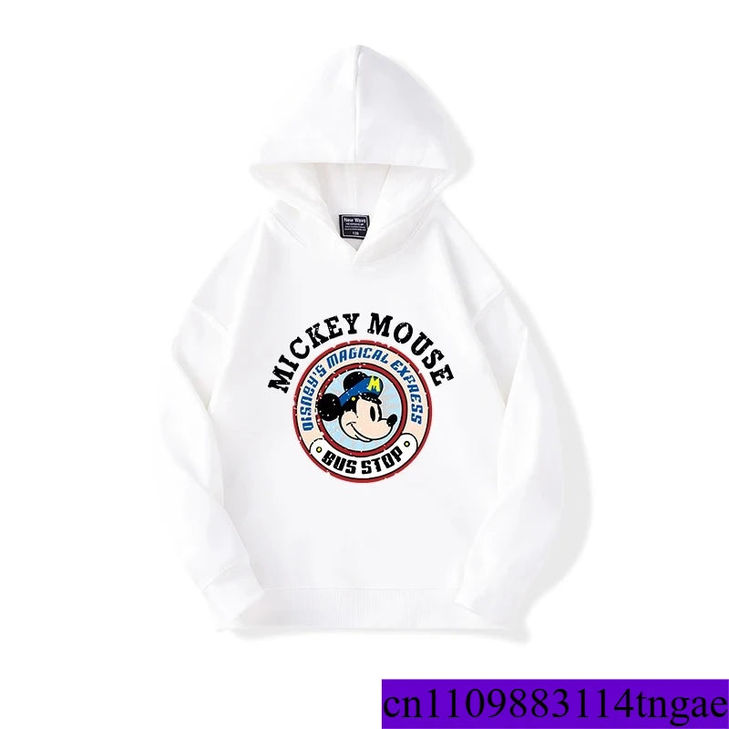Cartoon Cute Mickey Print Boys Girls Casual Fleece Hoodie Autumn and Winter Outdoor Fashion Warm Kids Pullover Top
