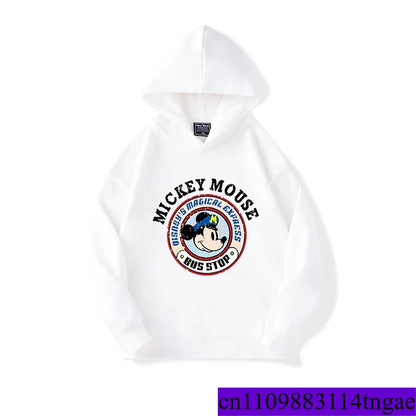 Cartoon Cute Mickey Print Boys Girls Casual Fleece Hoodie Autumn and Winter Outdoor Fashion Warm Kids Pullover Top