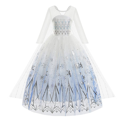 Frozen 2 White Elsa Princess Dresses for Baby Girls Outfit Snow Queen Cosplay Birthday Party Kids Clothing for 2-12 Years