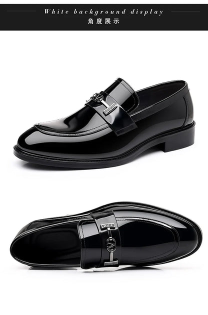 Men's Leather Shoes Genuine Leather High-end Brand One-pedal Formal Business 2025 New Shoes Glossy Doudou  Wedding  Dress Shoes