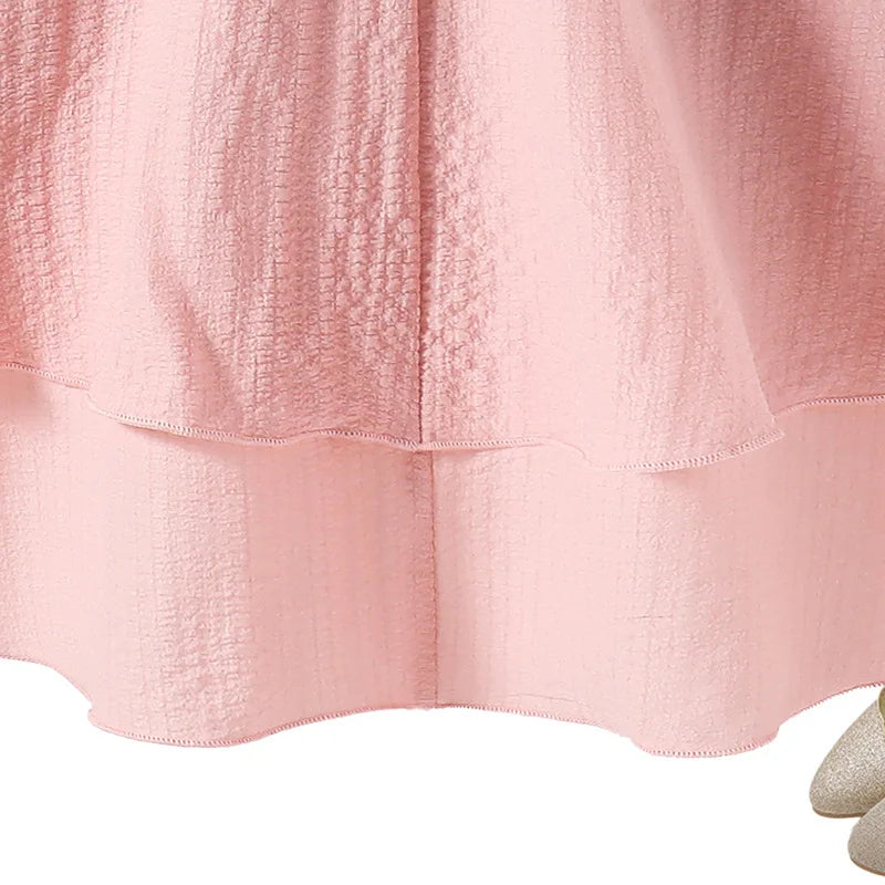 7-12 Years Teen Girls Dress Solid Color Sling Tiered Sleeveless Princess Dress For Kids Children Birthday Present Clothes