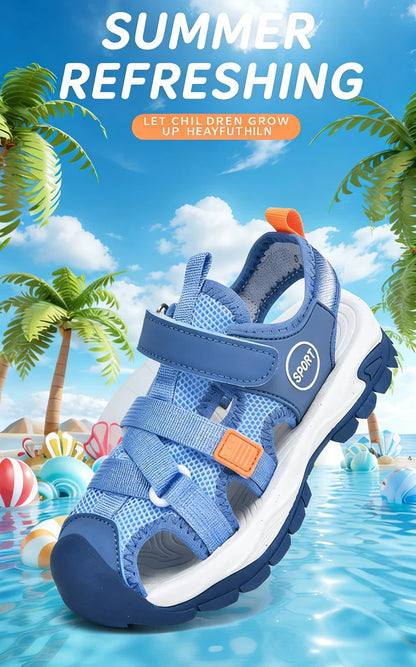 Summer Boys Closed-Toe Sandals Non-Slip Soft Sole Water Shoes for Beach Walking Outdoor Play Comfortable Kids Casual Sandals