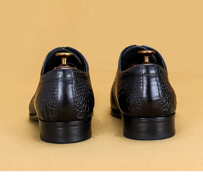 Italian Men Oxford Shoes Genuine Leather Lace Up Luxury Black Brown Mens Dress Shoes Office Business Wedding Formal Shoes Men