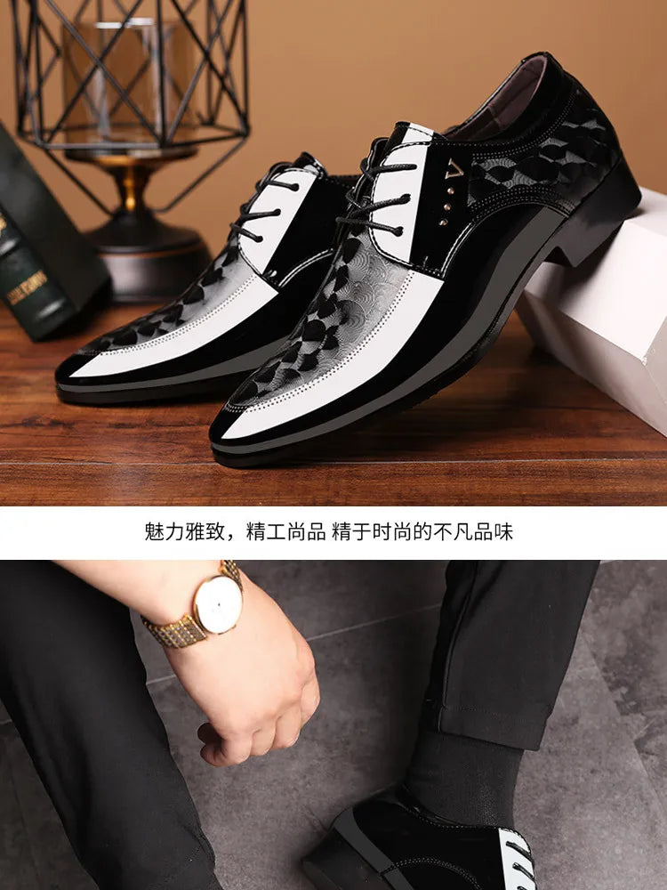 Oxfords Leather Men's Shoes Casual Dress Men Lace Up Breathable Formal Office for Man Big Size 38-48 Flats 2024