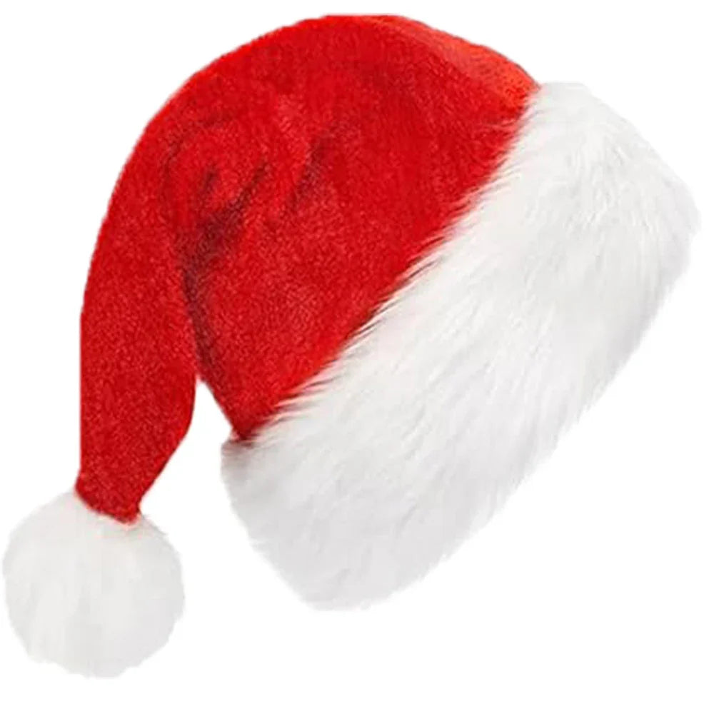 Red Fluffy Christmas Santa Hat Adult Kid Santa Hat Ornaments Xmas Home Birthday Party Near Year Festive Baby Shower Holiday Gift