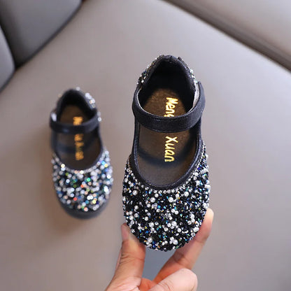 2026 Girls Princess Shoes Spring Children Bow Shoes Leather Shoe Kids Dance Shining Toddler Rhinestone Birthday Party Shoes