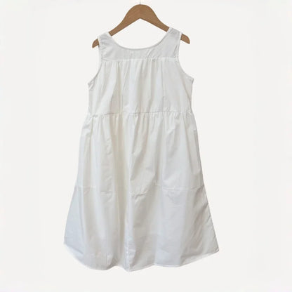 Summer White Vest Dress for Kids Girls Simple Loose Sleeveless Childrens Long Dress Cotton 2-8Y Girl Clothing Casual wear
