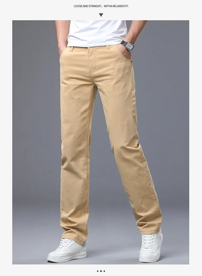Men's Straight Leg Jeans Slim Fit Stretch Comfort Denim Pants Korean Casual Fashion Minimalist Business Male Daily Trousers