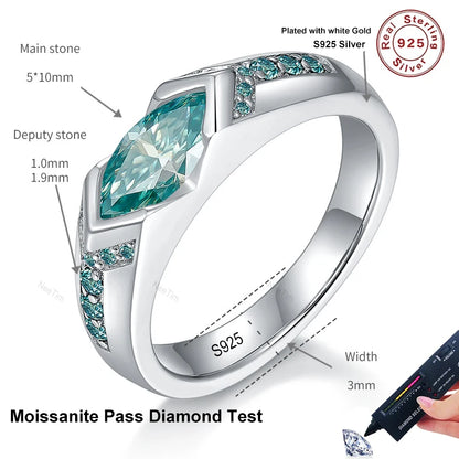 5x10mm Marquise Cut Mossanite Rings for Women Man 925 Sterling Sliver with Gold Plated Jewelry Ladies Band Women's Ring