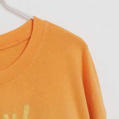 Contrast Color Gradient Sweatshirt Letter Castle Women Casual O Neck Pullover Tops Loose Jumper