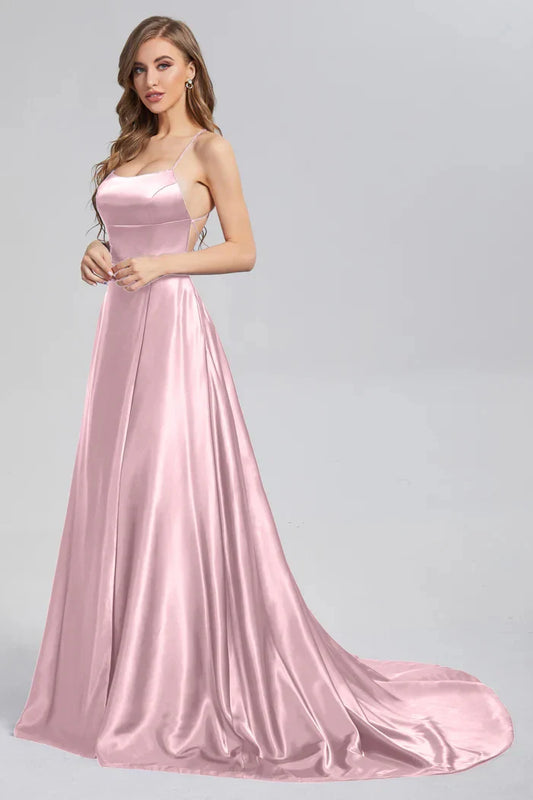 A-line Slit Cowl Neckline Satin 3 Styles Bridesmaid Dress With Tieing Dresses For Special Events Evening Dress Dresses For Prom