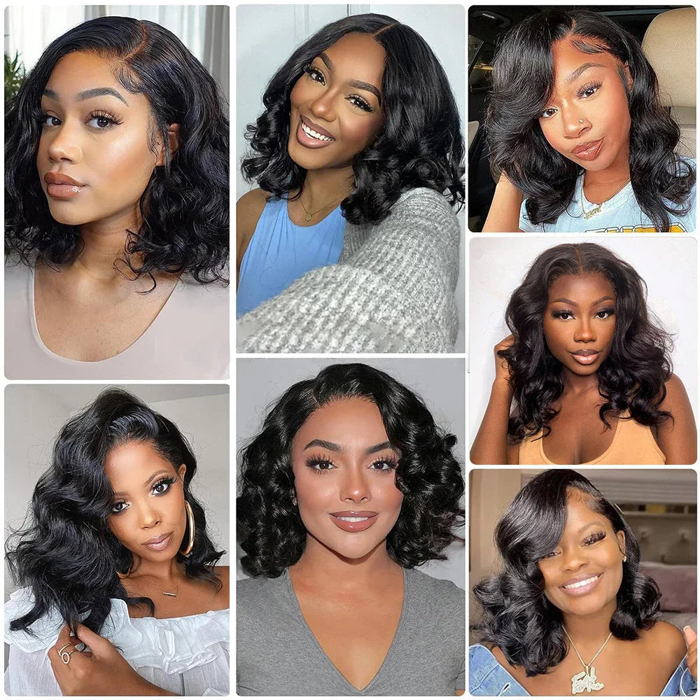 13x6 Glueless HD Lace Front Wig Body Wave Brazilian Human Hair Pre Cut Lace Short Bob Pre Plucked For Black Women Ready To Wear