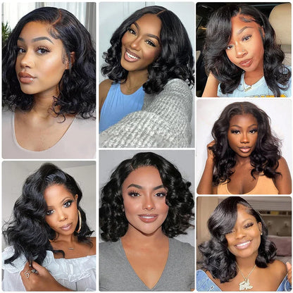 13x6 Glueless HD Lace Front Wig Body Wave Brazilian Human Hair Pre Cut Lace Short Bob Pre Plucked For Black Women Ready To Wear