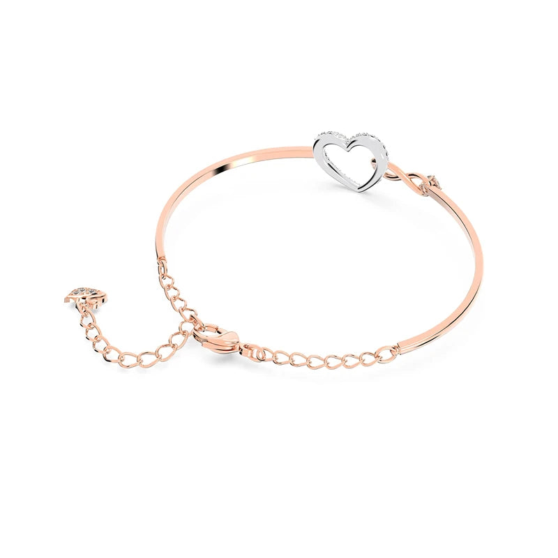 Classic Infinity Symbol Heart Jewelry Set Necklaces and Bracelets Rose Gold Rhodium Tone Finish Clear Crystals Fine Jewelry
