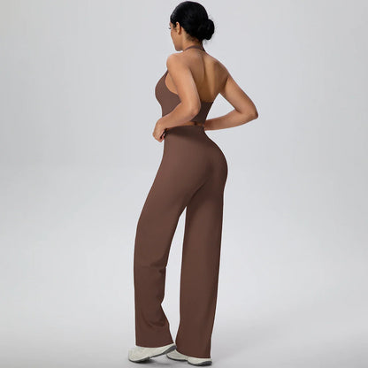 2PCS Woman Backless Hanging Neck Bra and Pants Yoga Set Summer Breathable Gym Sports Running Workout Top Hot Sales Yoga Set