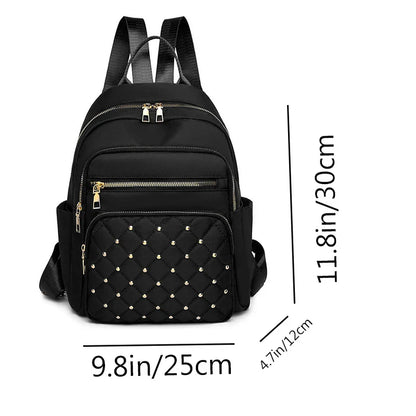 Diamond check embroidered thread riveted backpack women's fashion travel bag casual all-match women's backpack