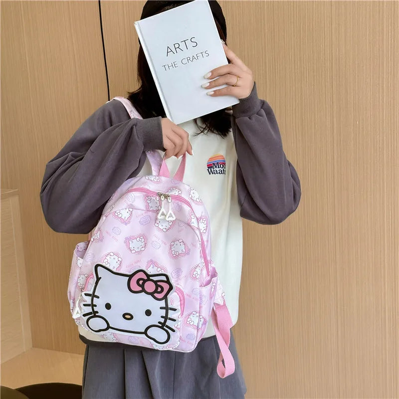 Anime Cartoon Kuromi Melody Cinnamoroll Backpack Boys Girls Cartoon Hello Kitty Kawaii Canvas Fashion Children's Schoolbag