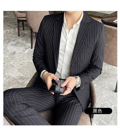 Conjunto Masculino de Terno e Calça de Luxo 2023 Britânico Festa de Casamento Moda Negócios Casual Tendência Duas Peças