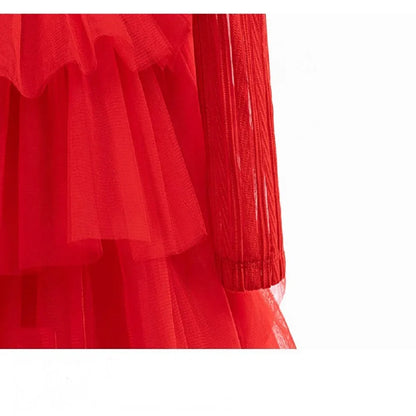 New Luxury Wedding Flower Girl Dress Suitable for Girls Aged 8-12 Dresses V-neck Long sheer Party Costume Carnival Costume