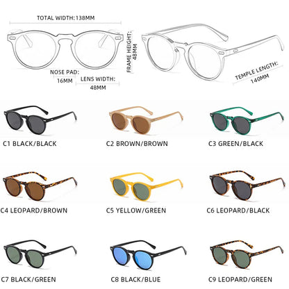 Retro Round Sunglasses Men Women Fashion Small Polarized Sun Glasses For Male Female Literary Vintage Shades Driving Eyeglasses