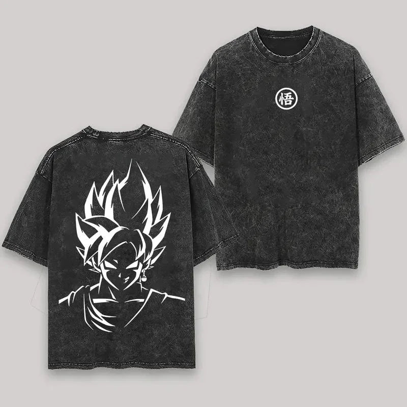 2026 Summer Dragon Ball  Washed Oversized T-shirt High Quality 100% Cotton Super Saiyan Vegeta Print Unisex Tee for Adults