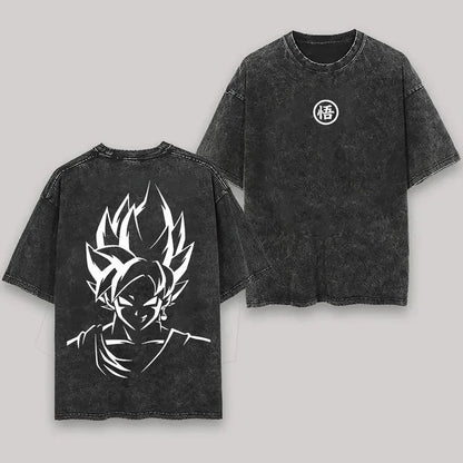 2026 Summer Dragon Ball  Washed Oversized T-shirt High Quality 100% Cotton Super Saiyan Vegeta Print Unisex Tee for Adults