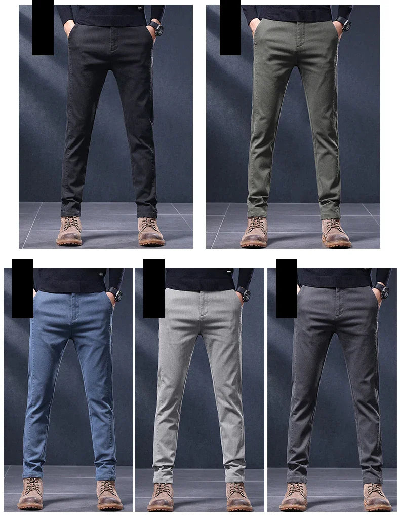 Classic Slim Fit Mens Casual Pants Breathable Straight Stretch Korean Business Trousers Spring Autumn New Fashion Male Clothing