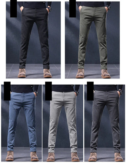 Classic Slim Fit Mens Casual Pants Breathable Straight Stretch Korean Business Trousers Spring Autumn New Fashion Male Clothing