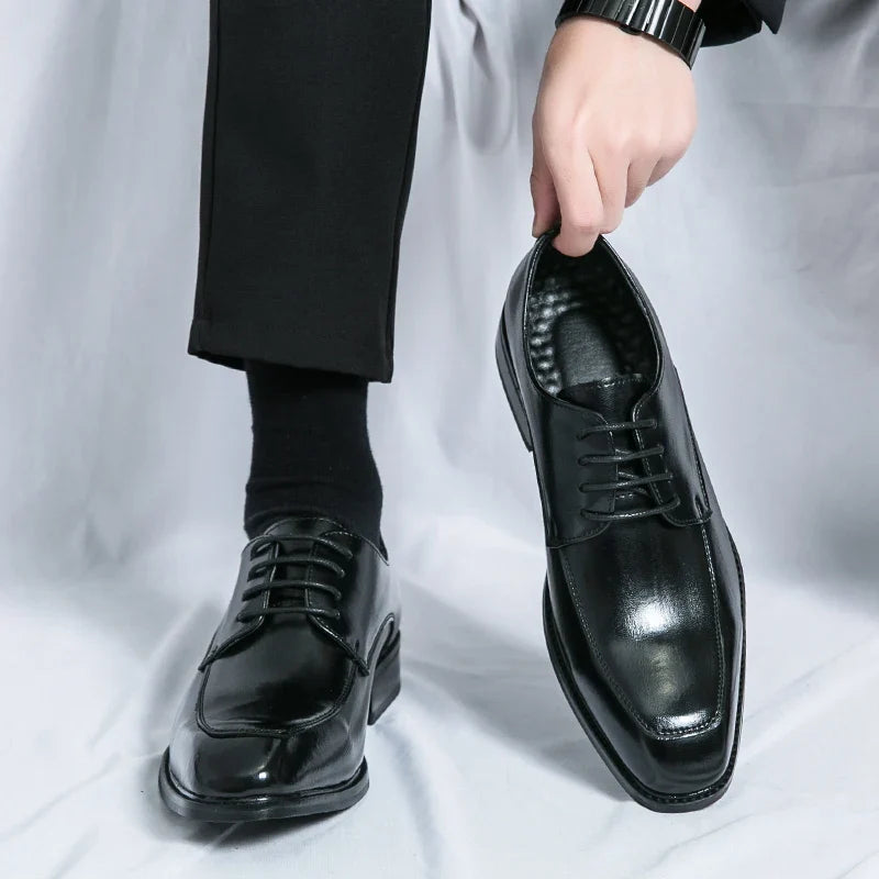 Men's Casual Oxford Shoes men Black Dress Wedding Shoes Luxury Pointed Toe Office Fashion Derby Shoes Business Leather Shoes