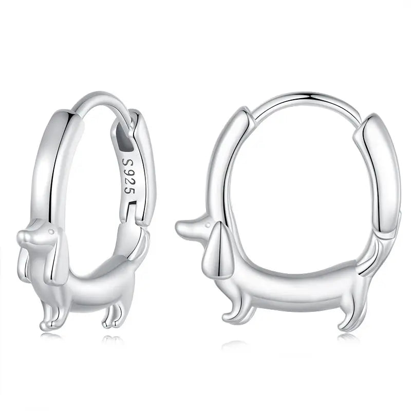 Snake Dog Cat Ear Buckles Women 925 Sterling Silver Dachshund Hoop Earrings Girl Party Birthday Gift Minimalism Jewelry
