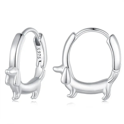 Snake Dog Cat Ear Buckles Women 925 Sterling Silver Dachshund Hoop Earrings Girl Party Birthday Gift Minimalism Jewelry
