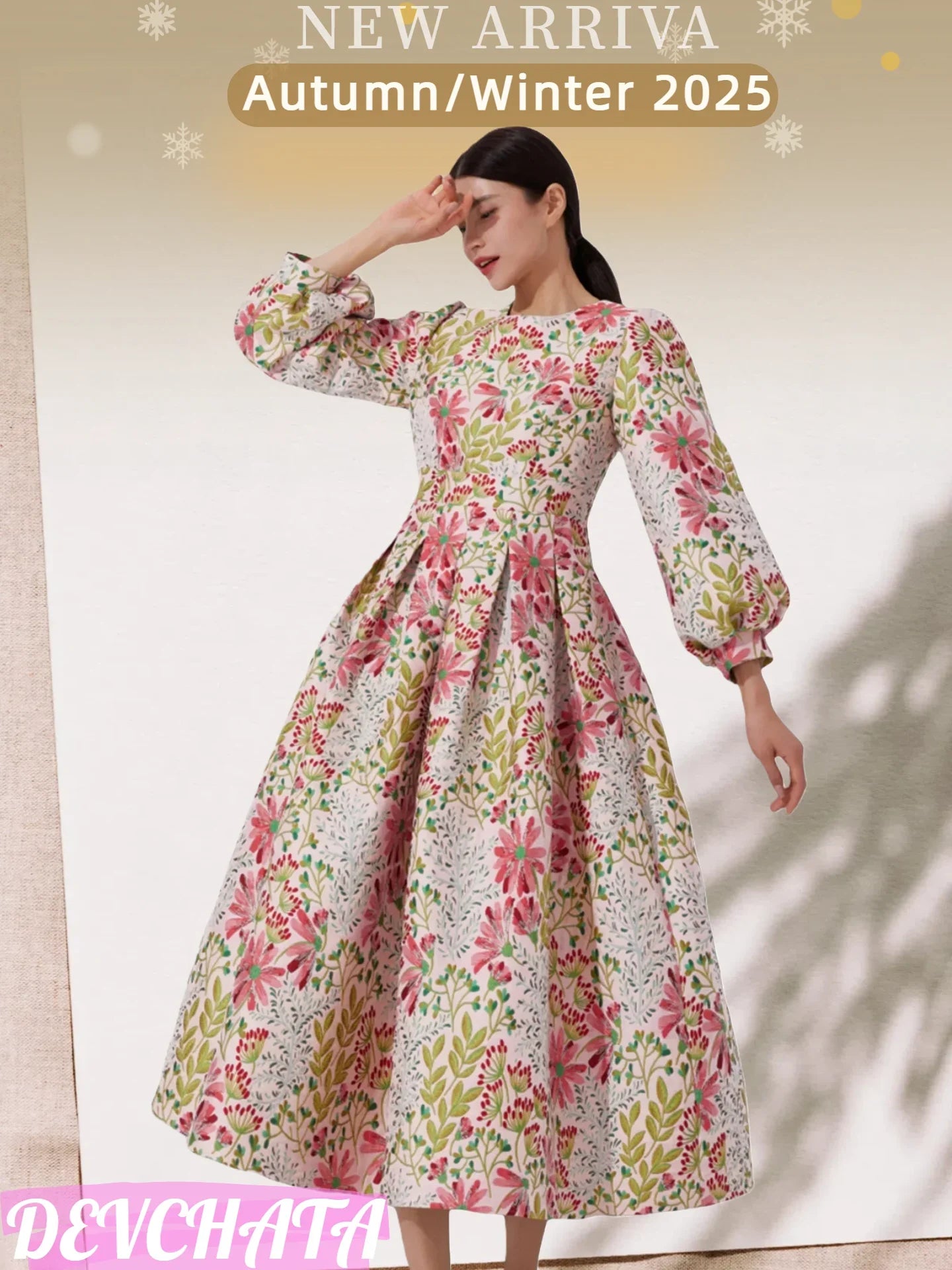 Winter and autumn luxurious and elegant lantern-sleeved wide-sleeved formal evening dress for banquets, wedding guests' attire