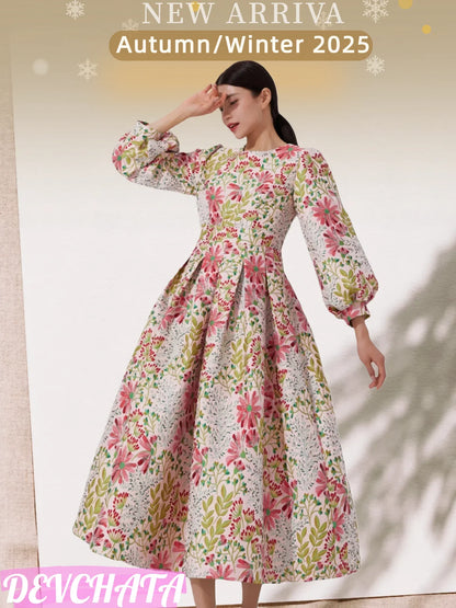 Winter and autumn luxurious and elegant lantern-sleeved wide-sleeved formal evening dress for banquets, wedding guests' attire