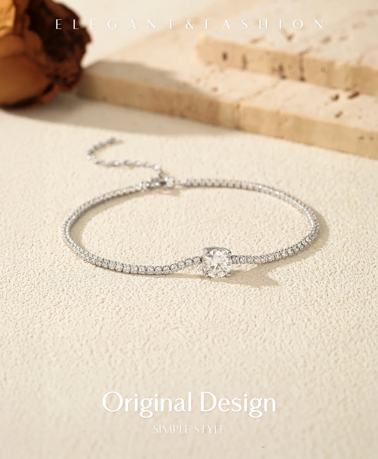 1CT Round D Color Moissanite Tennis Bracelet 925 Sterling Silver Luxury Stackable Bracelets For Women Vacation Jewelry