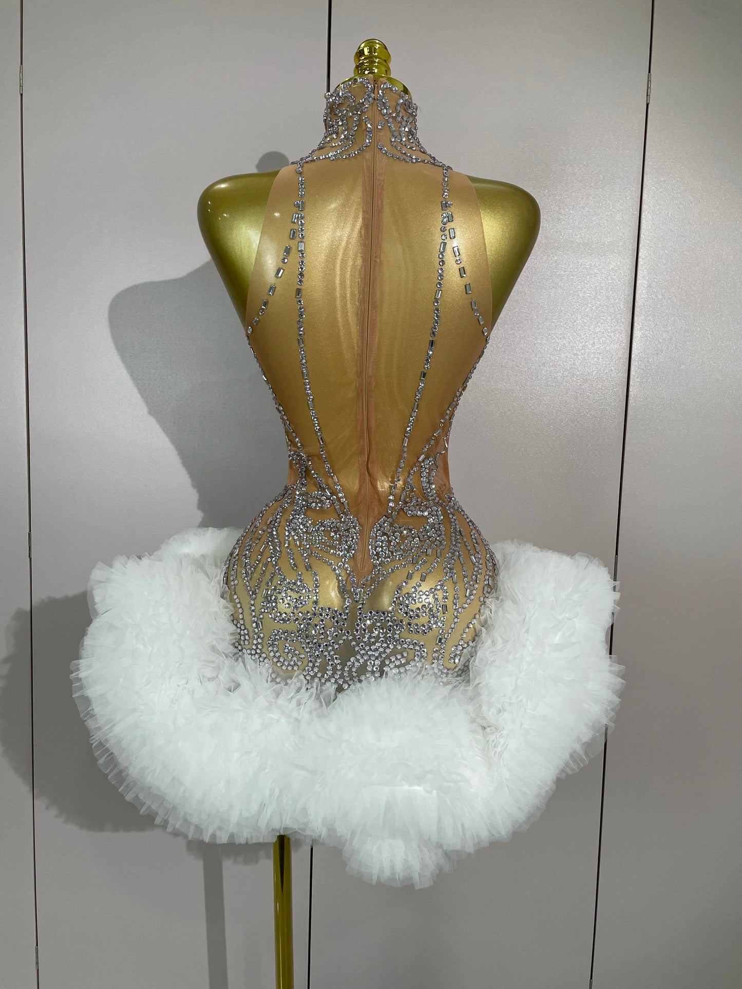 Mesh Sexy See Through Cocktail Mini Dress Women Eveing Luxury Birthday Party Singer Nightclub Show Stage Costume