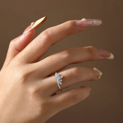 Luxury Sparkling Marquise Rectangle Moissanite Curved Ring S925 Silver for Women party Daily Jewelry Gifts Anniversary