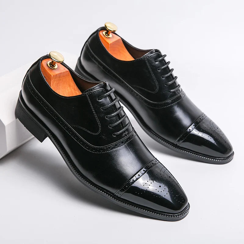 Men Lace Up Square Toe Dress Shoes, Business Black Oxfords Shoes